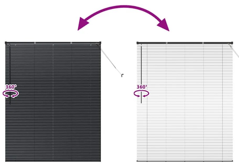 Persiana de Janela com cortinas Outros Manual Preto 140 x 175 cm Alumí