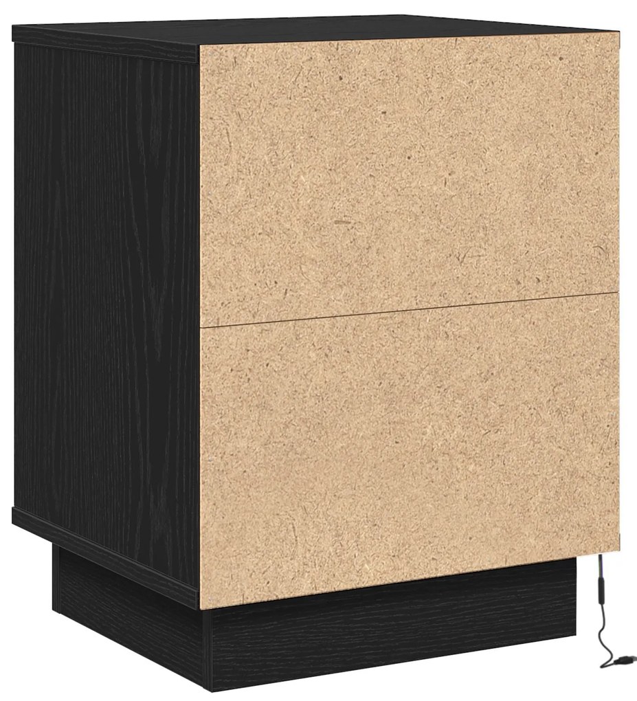Mesa de Cabeceira com Luzes LED Preta 39x34,5x50 cm