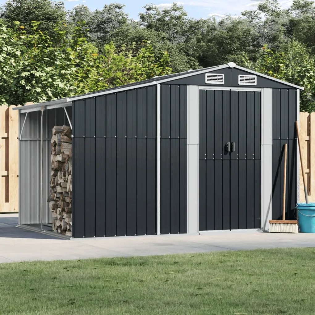 vidaXL Abrigo de jardim 277x192,5x179 cm aço galvanizado antracite