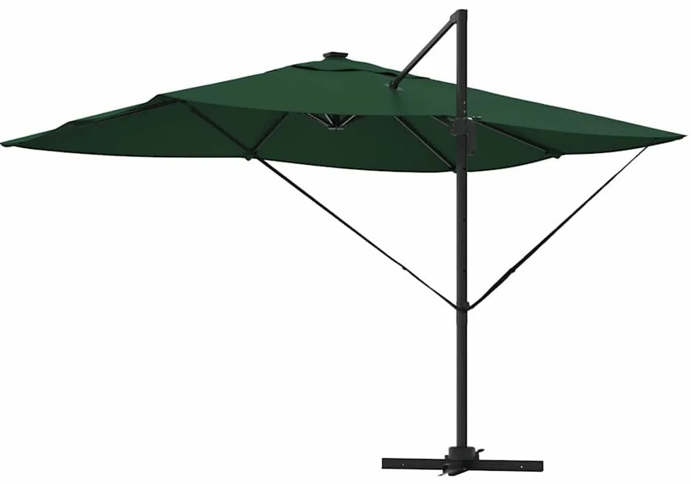 Guarda-Sol Cantilever Roma da com LEDs Verde 352 x 251 x 265 cm em Alu