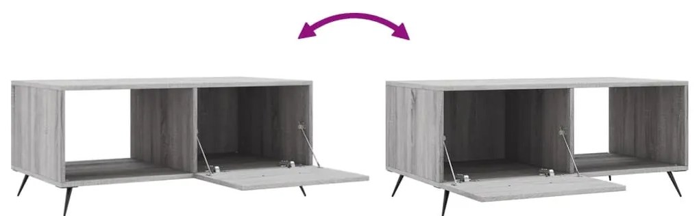 Mesa de centro 90x50x40 cm derivados de madeira cinzento sonoma