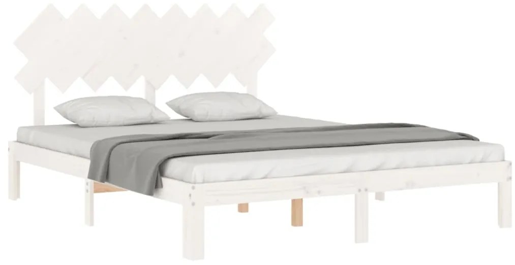 Cama sem colchão 160x200 cm madeira de pinho maciça branco