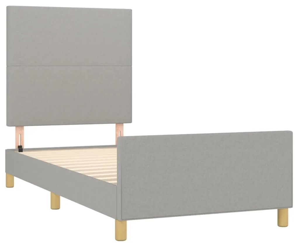 Estrutura de cama sem colchão 80x200 cm tecido cinzento-claro