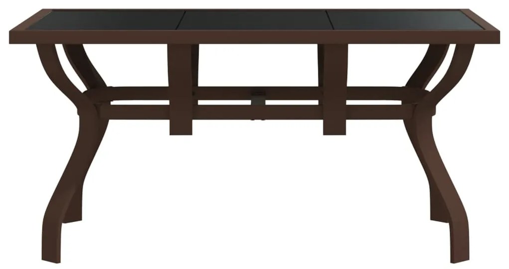 Mesa de jardim 140x70x70 cm aço e vidro castanho/preto