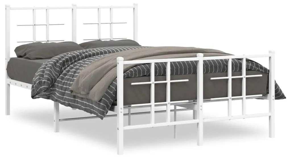 Estrutura de cama com cabeceira e pés 120x200 cm metal branco