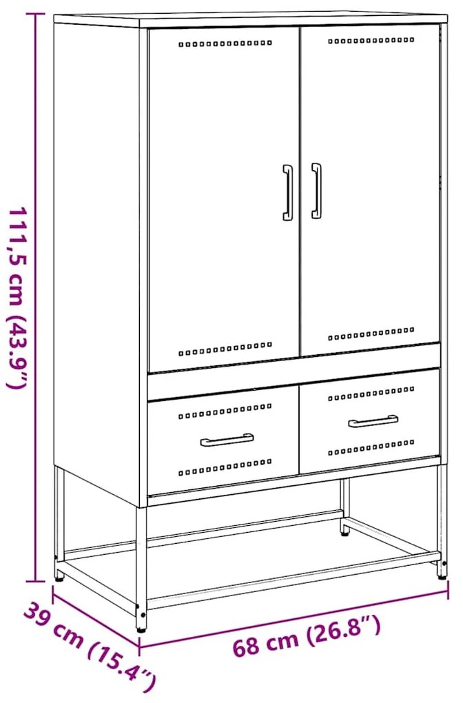 Móvel alto 68x39x111,5 cm aço branco