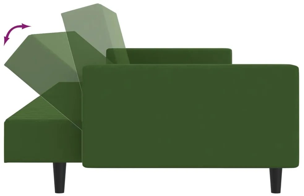 Sofá-cama de 2 lugares veludo verde-escuro