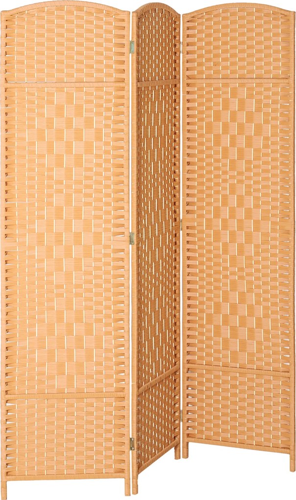 HOMCOM Biombo interior em madeira 3 painéis separador de ambientes dobrável para sala quarto 135 x 180 cm castanho claro | Aosom Portugal