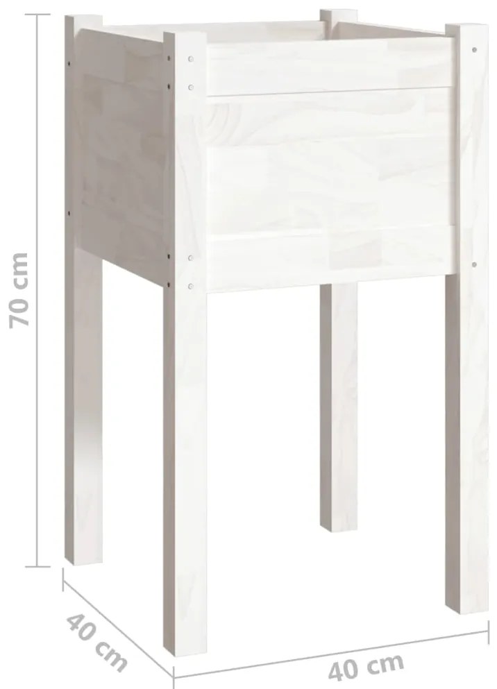 Vasos/floreiras de jardim 2 pcs 40x40x70 cm pinho maciço branco