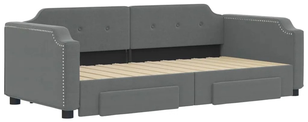 Sofá-cama c/ gavetão e gavetas 90x190 cm tecido cinzento-escuro