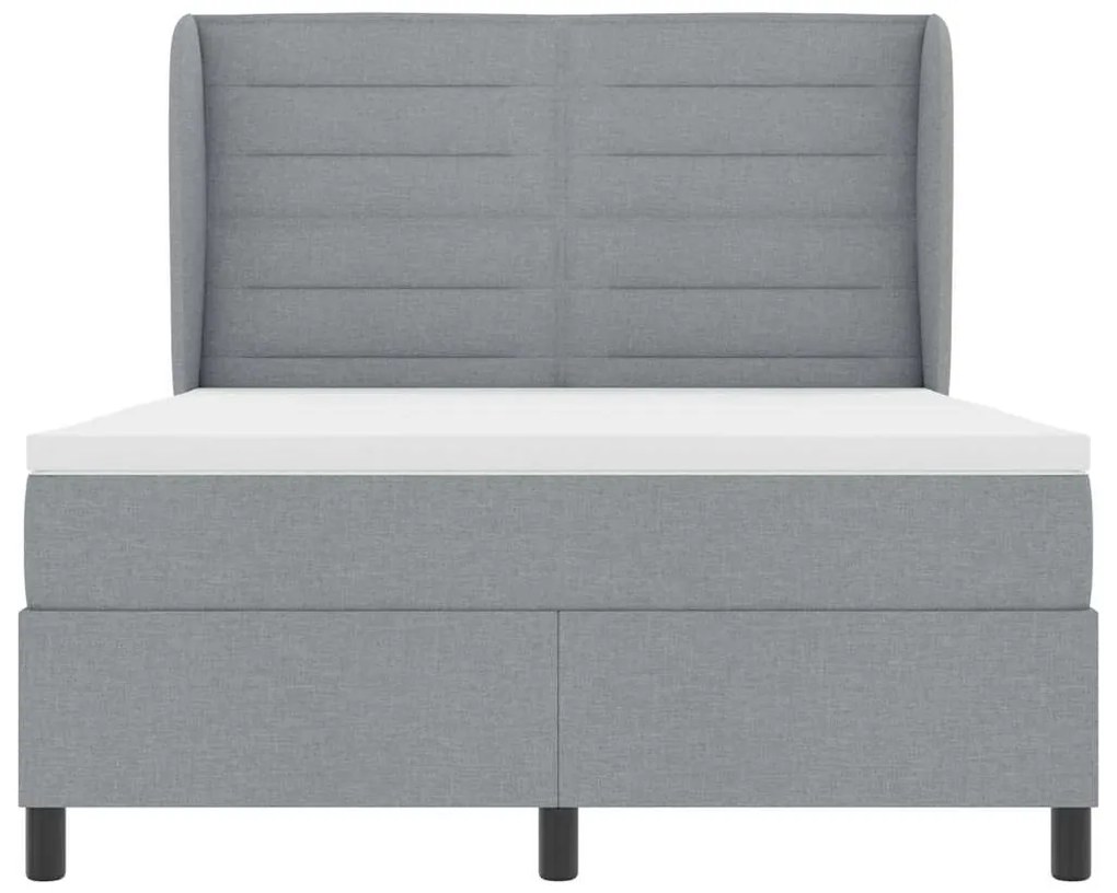 Cama Box com Colchão Cinza Claro 140x200 cm - Tecido