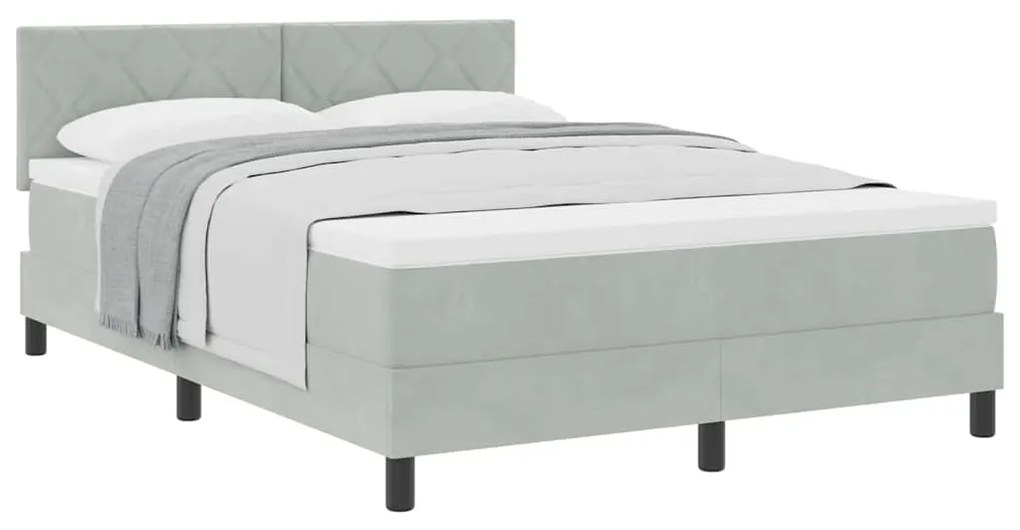 Cama Box Spring vidaXL com Colchão Cinza Claro 140x200 cm Veludo