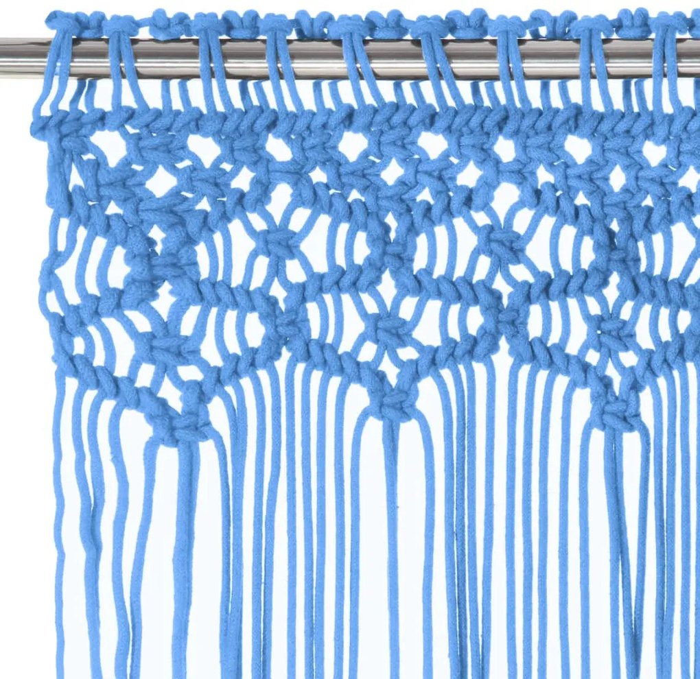 Cortina macramé 140x240 cm algodão azul