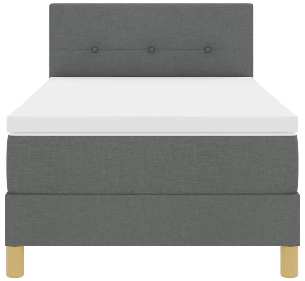 Cama Box Spring com Colchão Cinza Escuro 90x190 cm Tecido