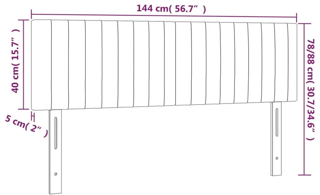 Cabeceira de cama c/ luzes LED tecido 144x5x78/88 cm azul