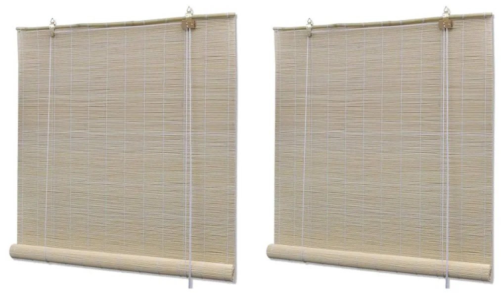 Estores de rolo em bambu natural 2 pcs 120x160 cm