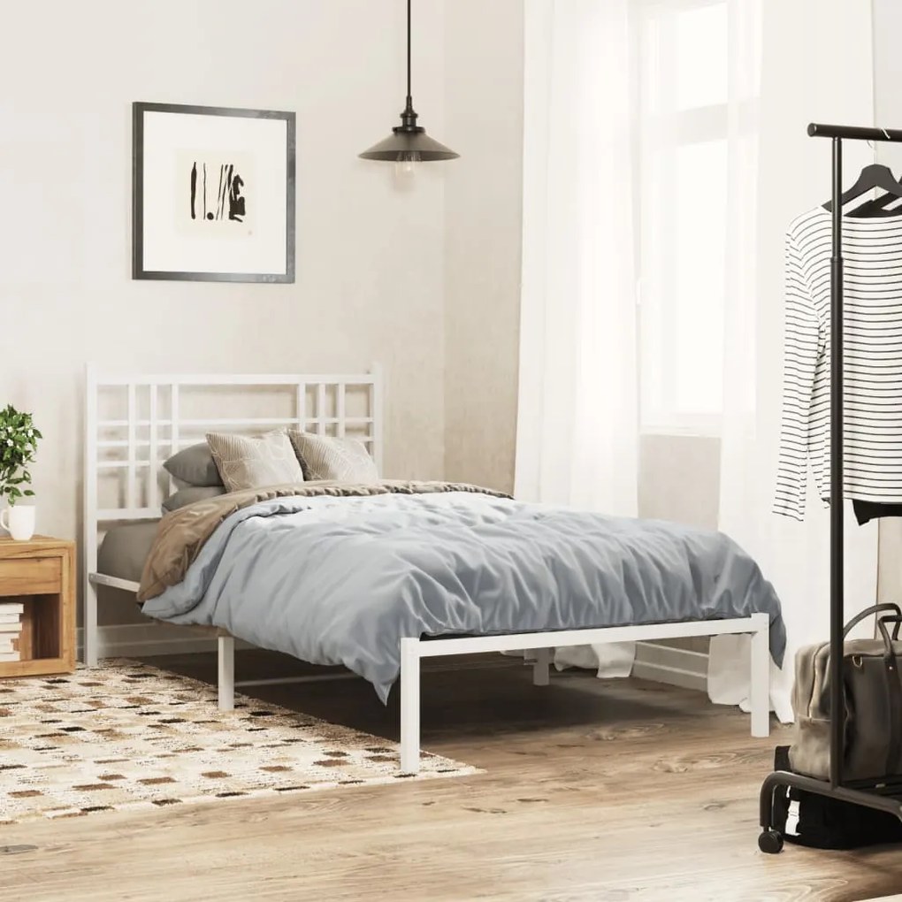 Cabeceira de cama 107 cm metal branco