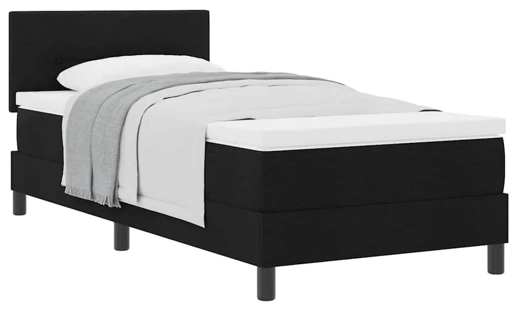 Cama Box com Colchão Preta 90x200 cm Tecido
