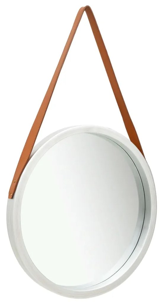 vidaXL Espelho de parede com alça 50 cm prateado
