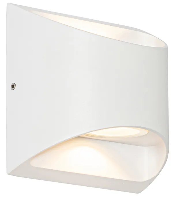 Candeeiro de parede exterior moderno branco com LED 2 luzes IP54 - Mal Moderno