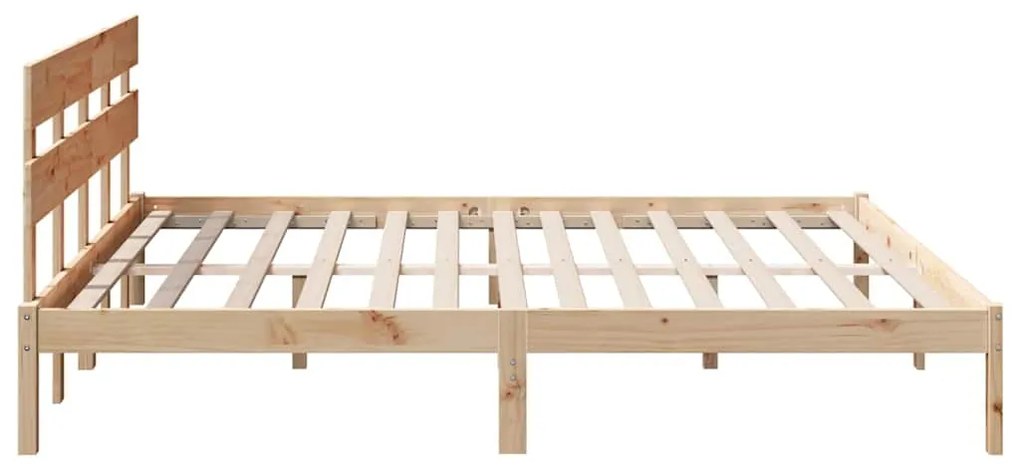 Estrado de Cama com Cabeceira 180x200 cm Madeira Maciça de Pinho