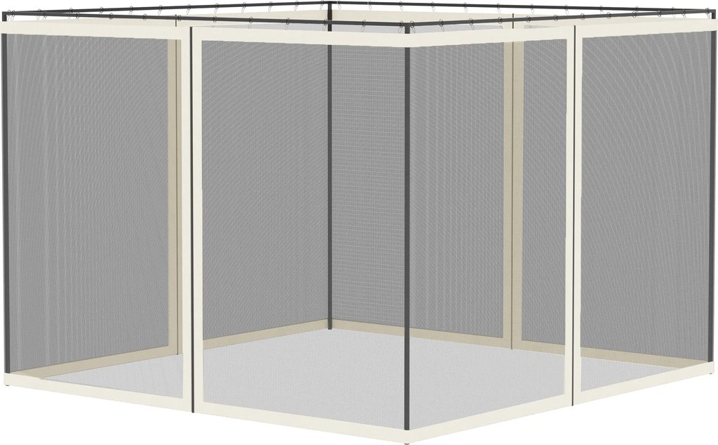 Redes mosquiteiras para tendas de jardim de 3 x 3 (TENDA NÃO INCLUIDA) m - conjunto de 4 redes com fecho de correr + ganchos de fixação - poliéster e