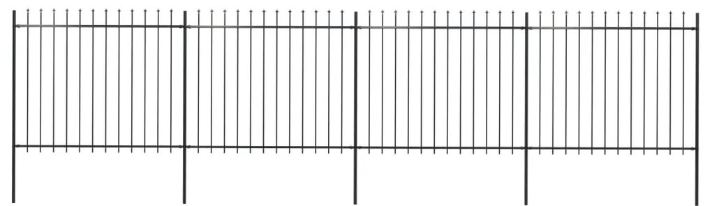 Cerca de jardim com topo em lanças 6,8x1,5 m aço preto