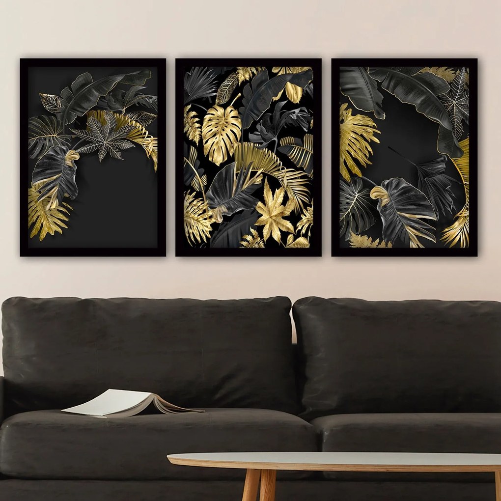 Pintura Decorativa em Moldura 3SC92 – Multicolor – 35 x 45 cm (3 Peças
