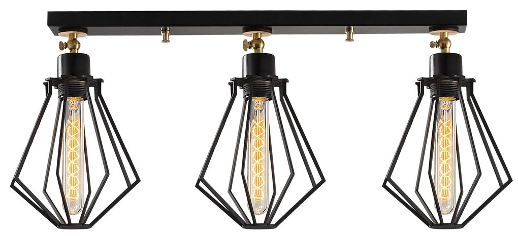 Candeeiro de Teto Oylat – Preto e Dourado – 70 x 18 cm