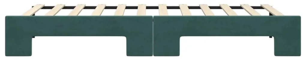 Sofá-cama com gavetão 90x200 cm veludo verde-escuro