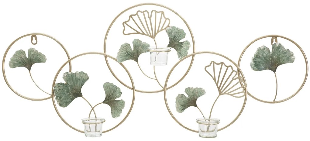 Castiçal de Parede "Greenery" em Metal e Vidro – 80x7,5x35,5 cm