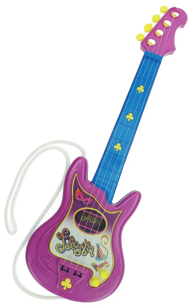 Guitarra Infantil Reig Party Roxo Azul 4 Cordas Elétrica