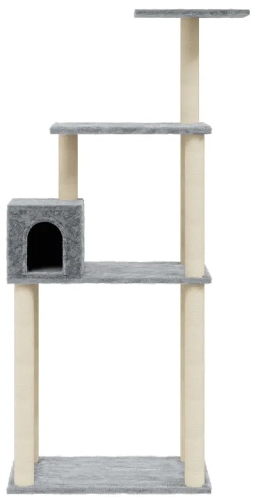 Árvore p/ gatos c/ postes arranhadores sisal 147cm cinza-claro