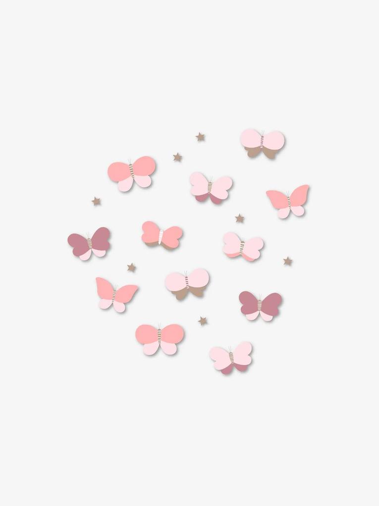 Autocolantes borboletas/estrelas rosa escuro liso com motivo