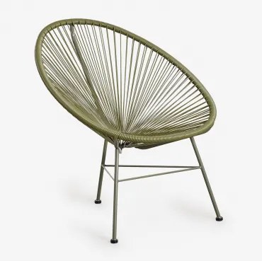 Poltrona De Jardim Em Aço E Rattan Sintético New Acapulco Verde Azeitona Intenso - Sklum
