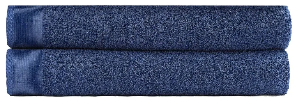 vidaXL Conj. toalhas banho 2 pcs algodão 450 g 100x150 cm azul-marinho