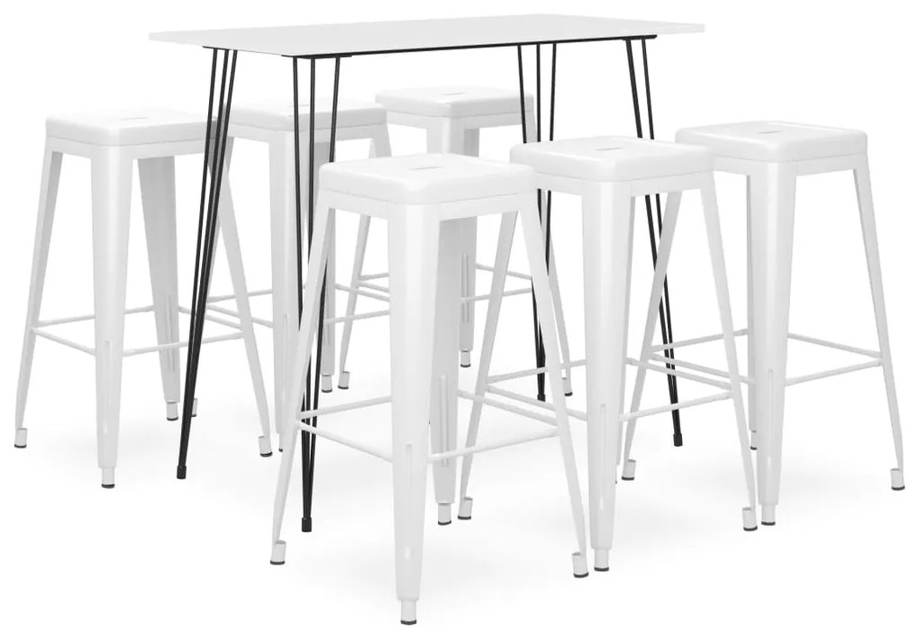 vidaXL 7 pcs conjunto de bar branco