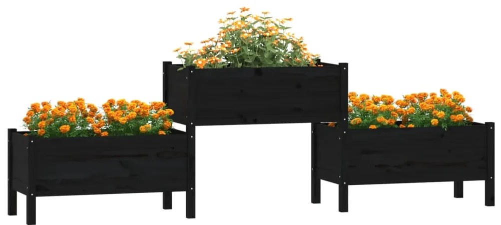 Vaso/floreira 245,5x44x75 cm pinho maciço preto
