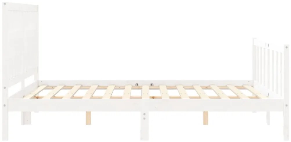 Cama sem colchão 160x200 cm madeira de pinho maciça branco