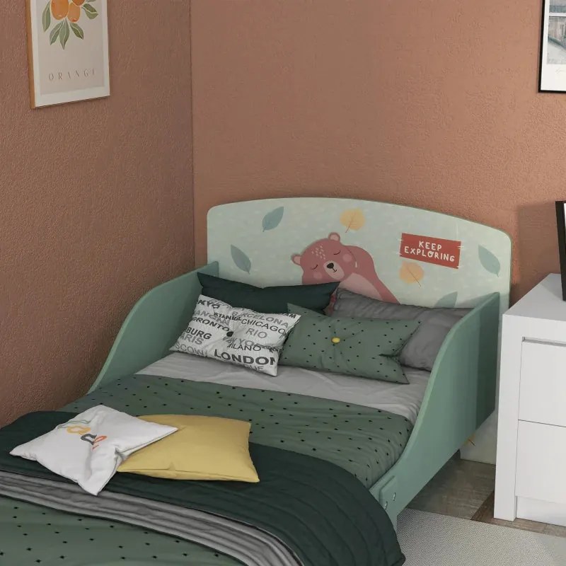 Cama Panda Infantil para Crianças - Verde - 140x70 cm - Design Natura