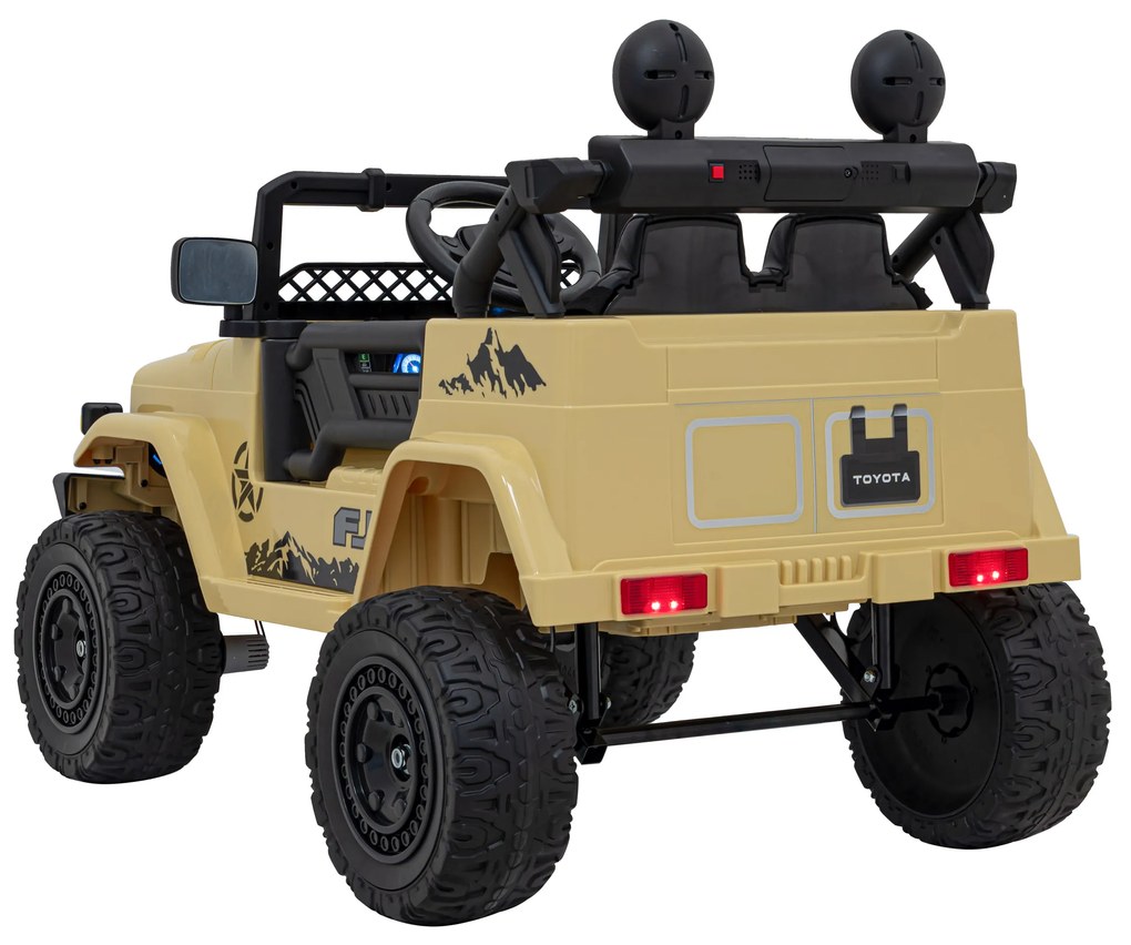 Jipe elétrico para Crianças Toyota FJ Cruiser 12V 4x4, Rodas Espuma EVA, Assentocouro ecológico Bege