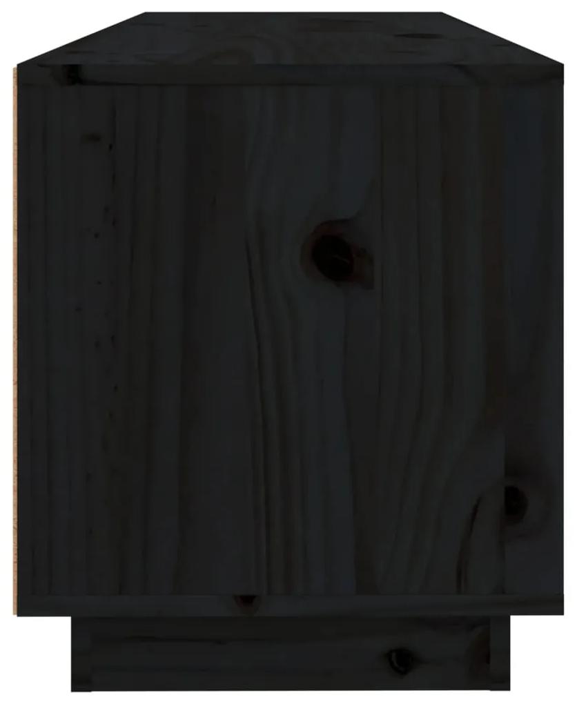 Móvel de TV 100x34x40 cm madeira de pinho maciça preto