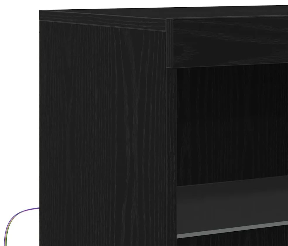 Sideboard vidaXL com luzes LED Carvalho Preto 60x37x100 cm