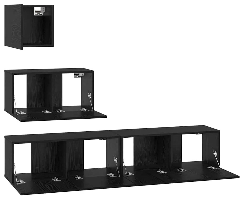 Gabinete de TV de Parede 4 pcs Carvalho preto 80 x 30 x 30.5 cm