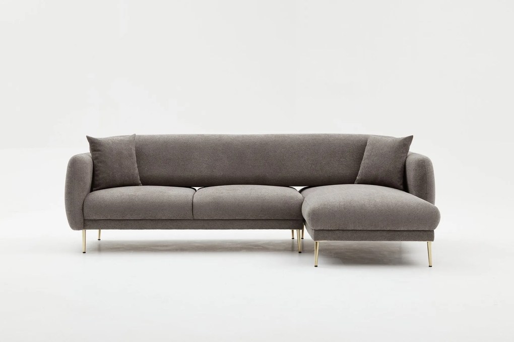 Sofá-Cama de Canto Simena – Cinzento Dourado – 266 x 133 cm