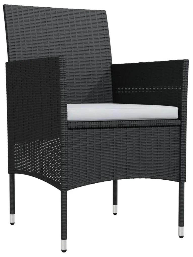 7 pcs conjunto de jantar para jardim com almofadões preto