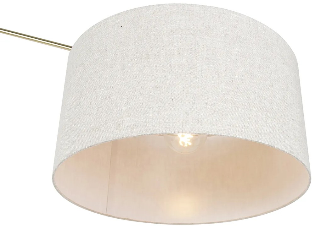 Candeeiro de pé dourado com abajur cinzento claro 50 cm ajustável - Editor Design,Moderno