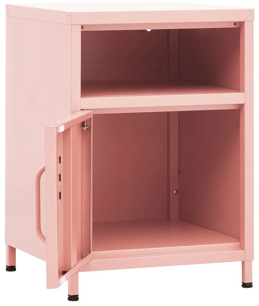 Mesa de cabeceira 35x35x51 cm aço rosa