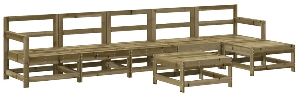 7 pcs conjunto lounge de jardim c/ almofadões pinho impregnado