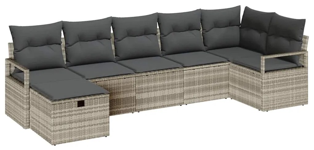 Conjunto de Sofá Jardim vidaXL de 7 peças com Almofadas Cinzento-Claro